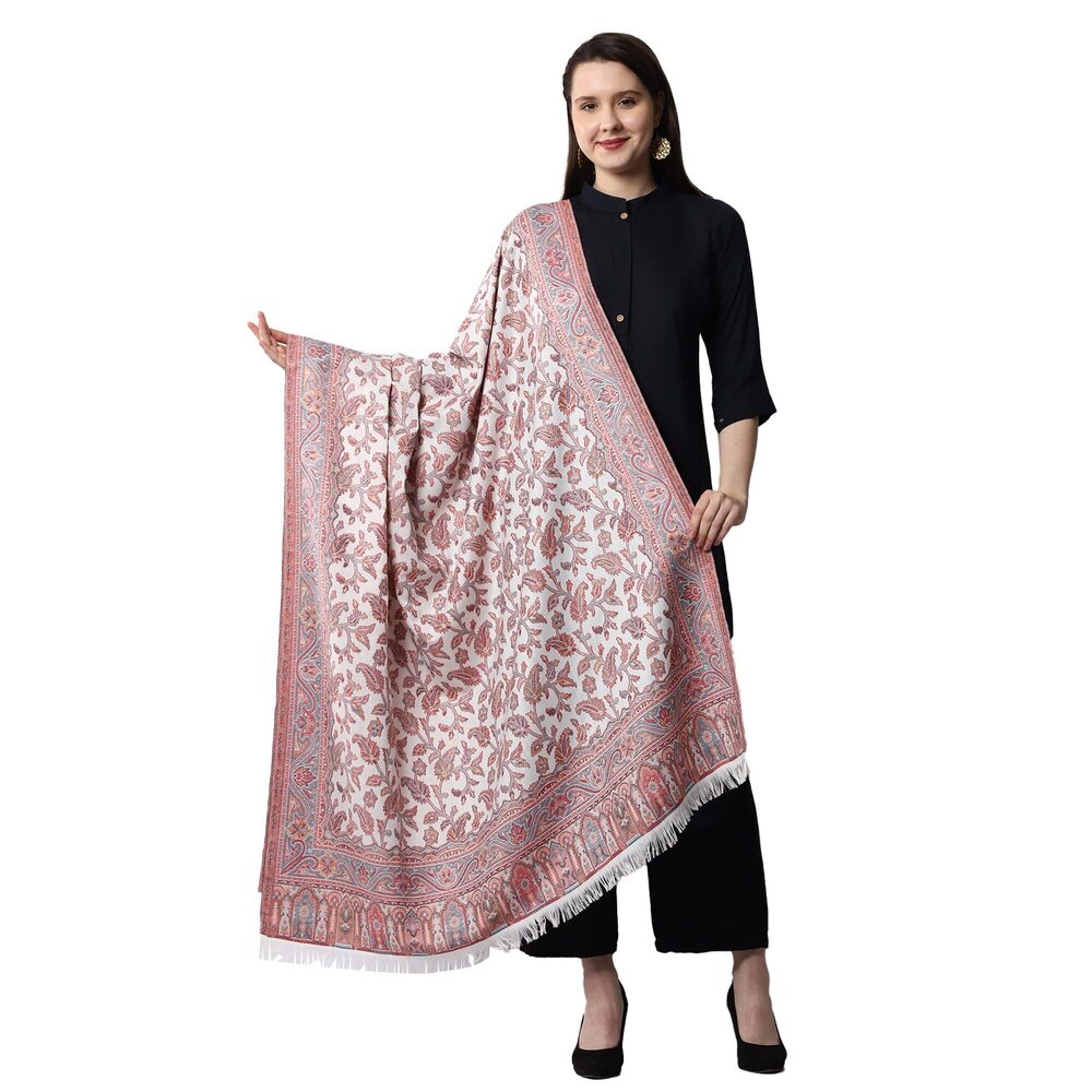 2534 Women's Pashmina Wool Blend Indian Handicraft Woven Shawls, Scarf